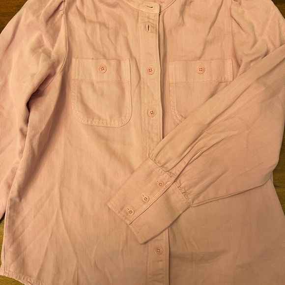 Point Sur by J Crew Women's Small Pink Twill Denim Button Down Shirt Full Sleeve - Picture 3 of 9